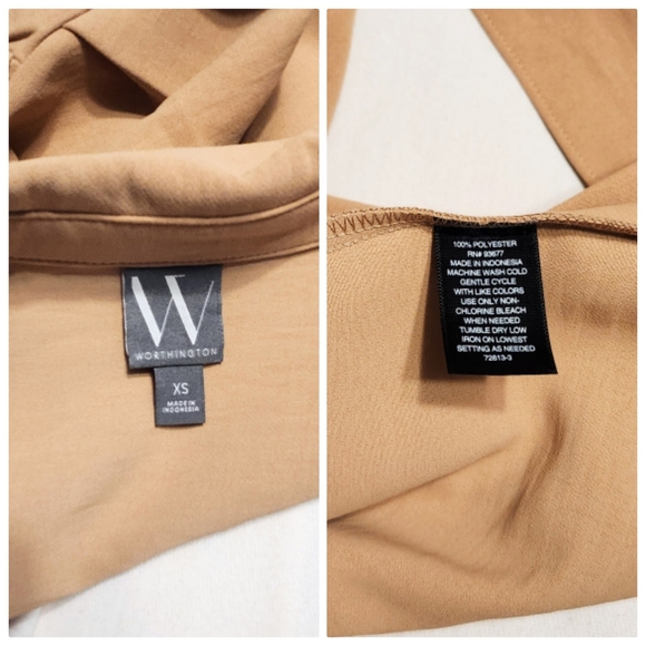 Worthington Tie Waist Midi Utility Shirt Dress Tan X Small - Picture 9 of 10